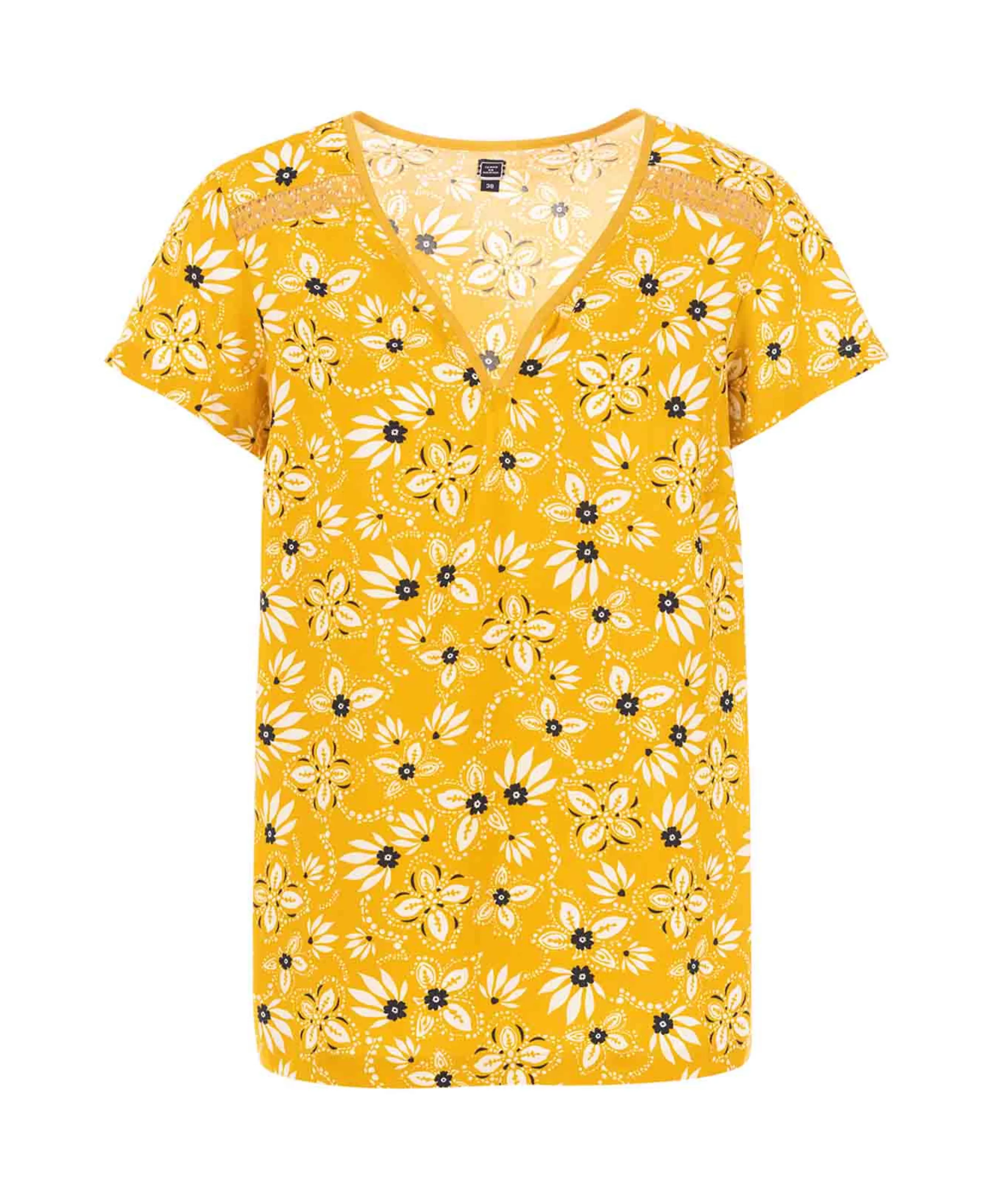 BLOUSE MC IMPRIME JAUNE CLAIE*Terre de Marins Shop