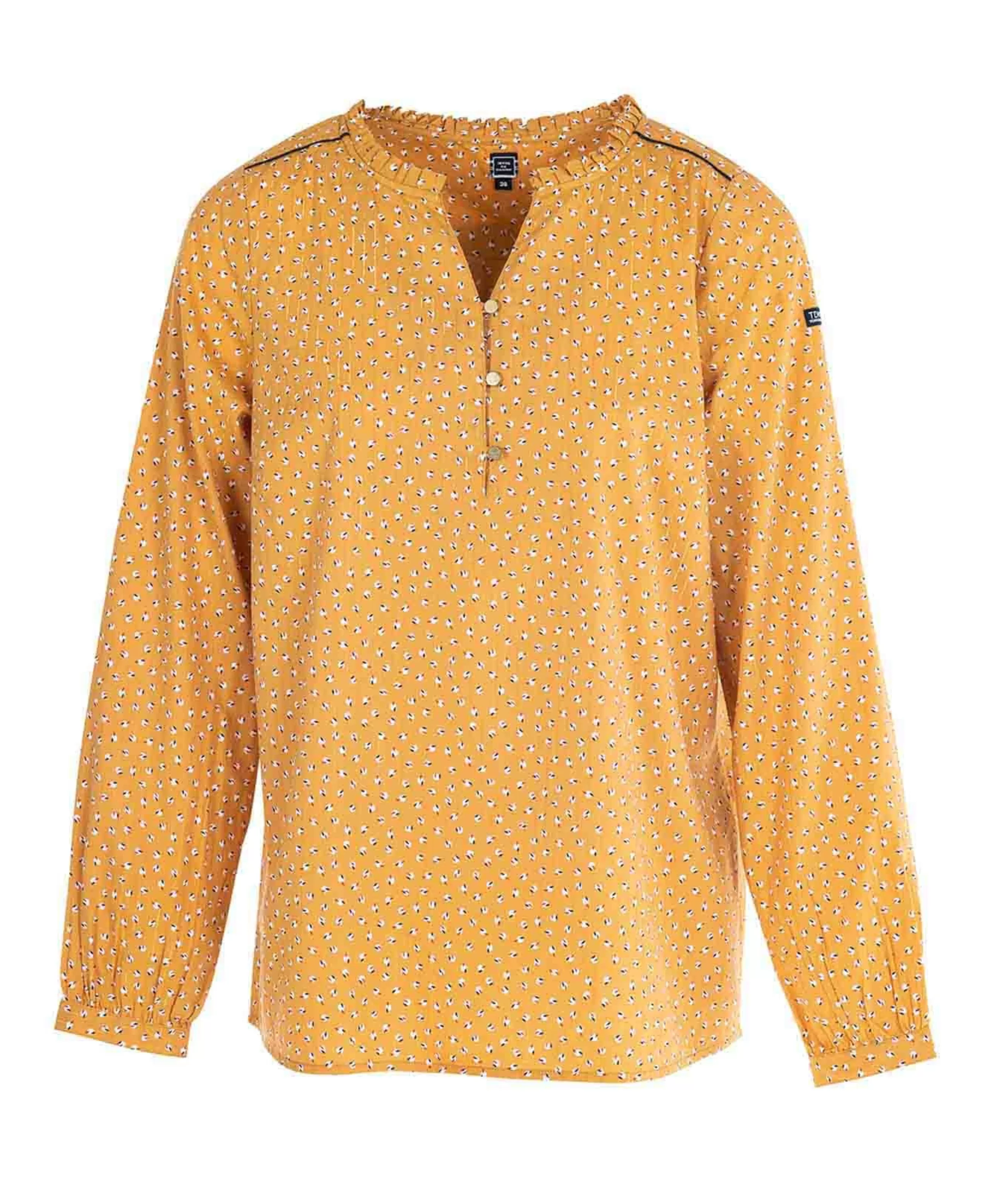 BLOUSE ML IMPRIME JAUNE BALDORE*Terre de Marins Online