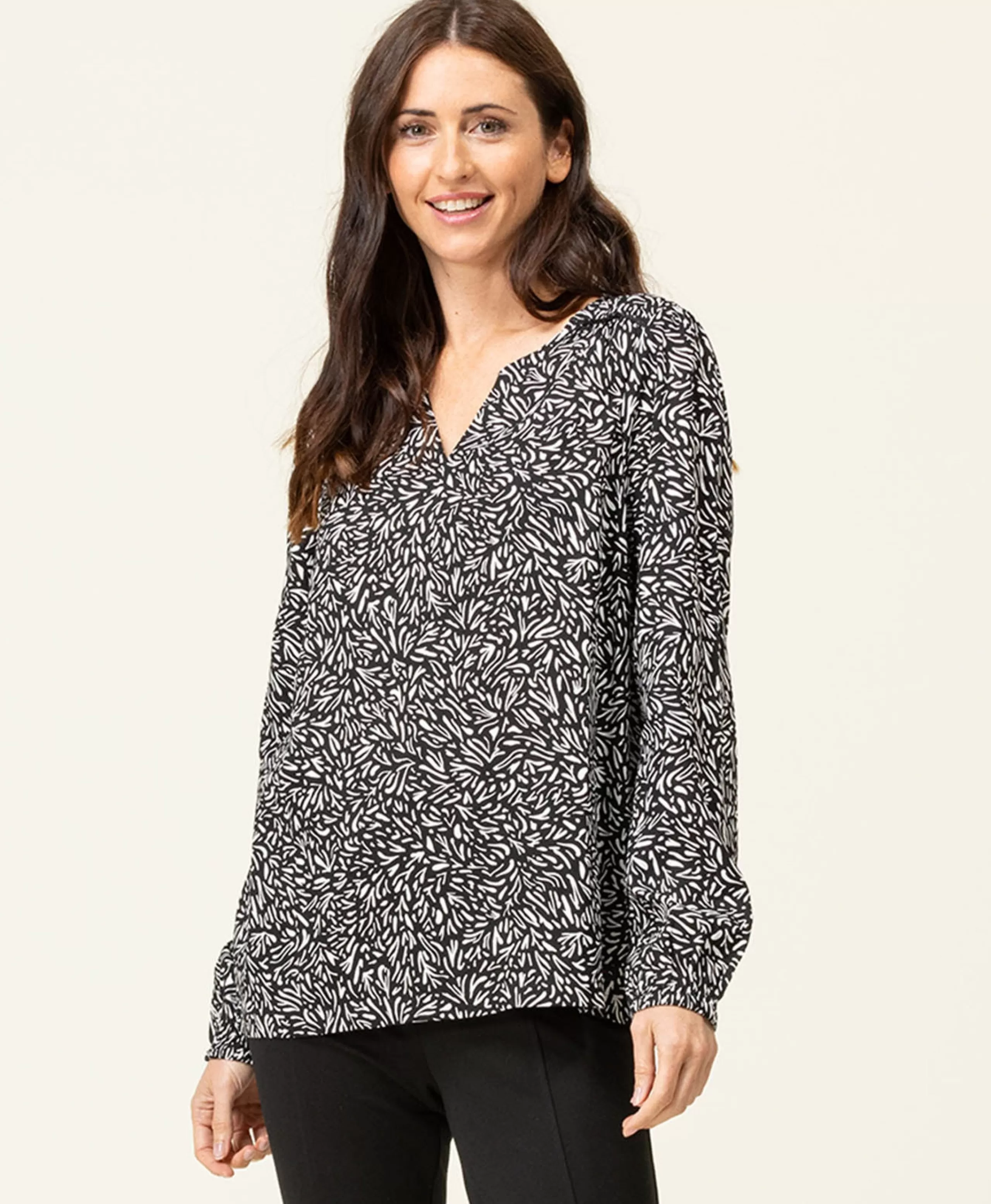 BLOUSE ML IMPRIME NOIR CAROX*Terre de Marins Fashion