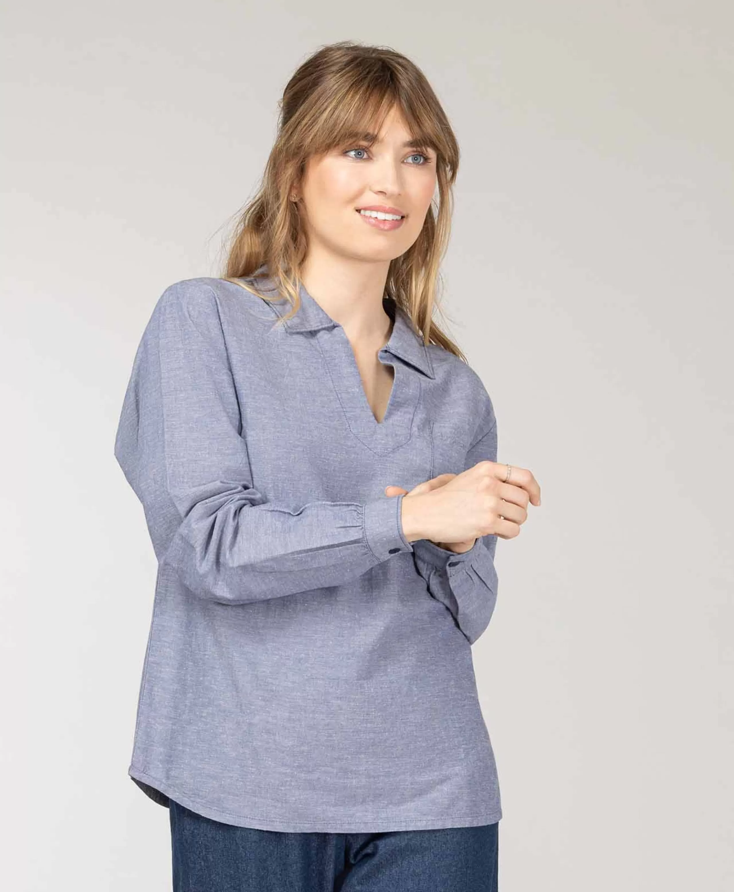 BLOUSE ML INDIGO COTOUEST*Terre de Marins Shop