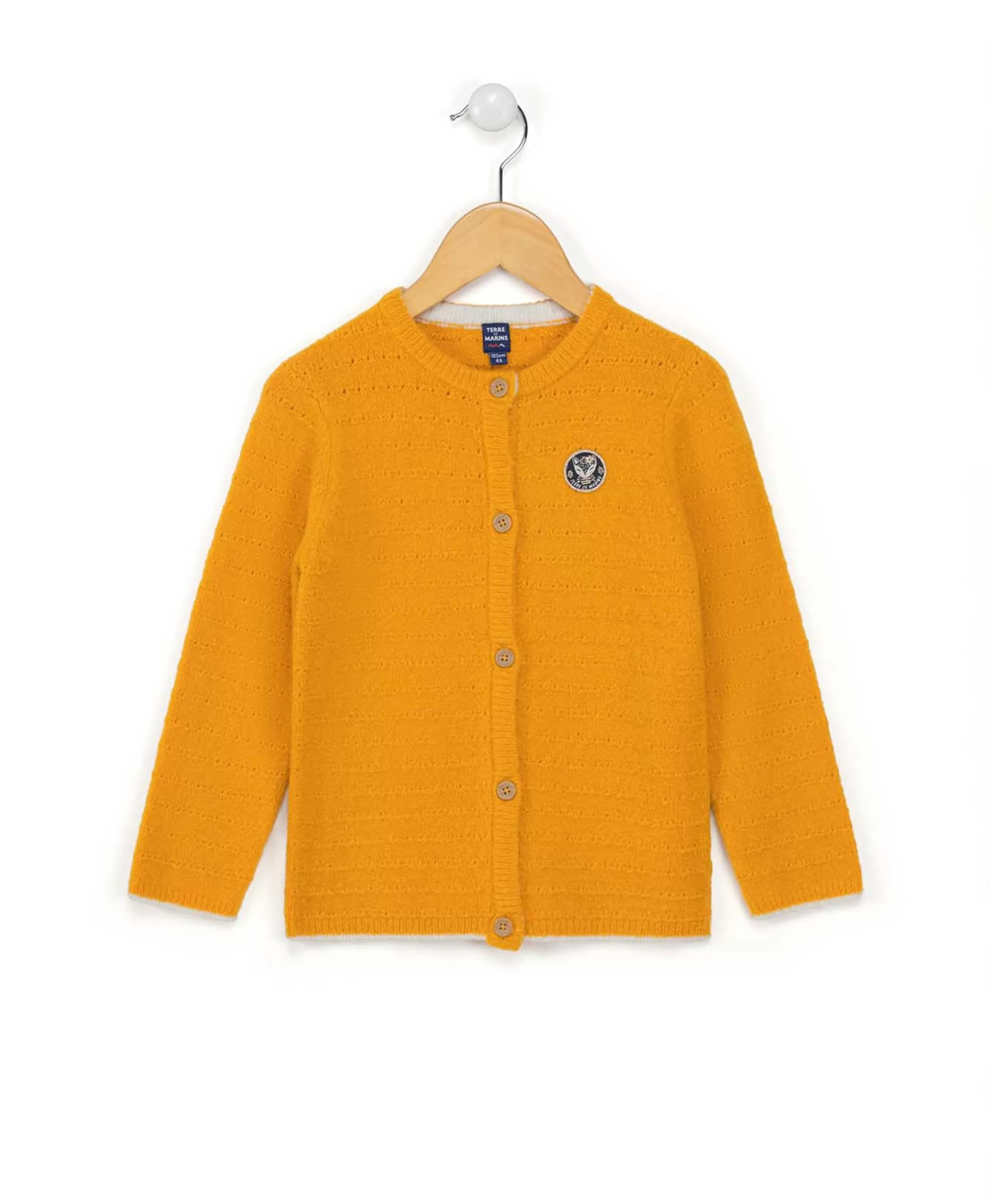 CARDIGAN TRICOT JAUNE OCRE CIZAL*Terre de Marins Clearance