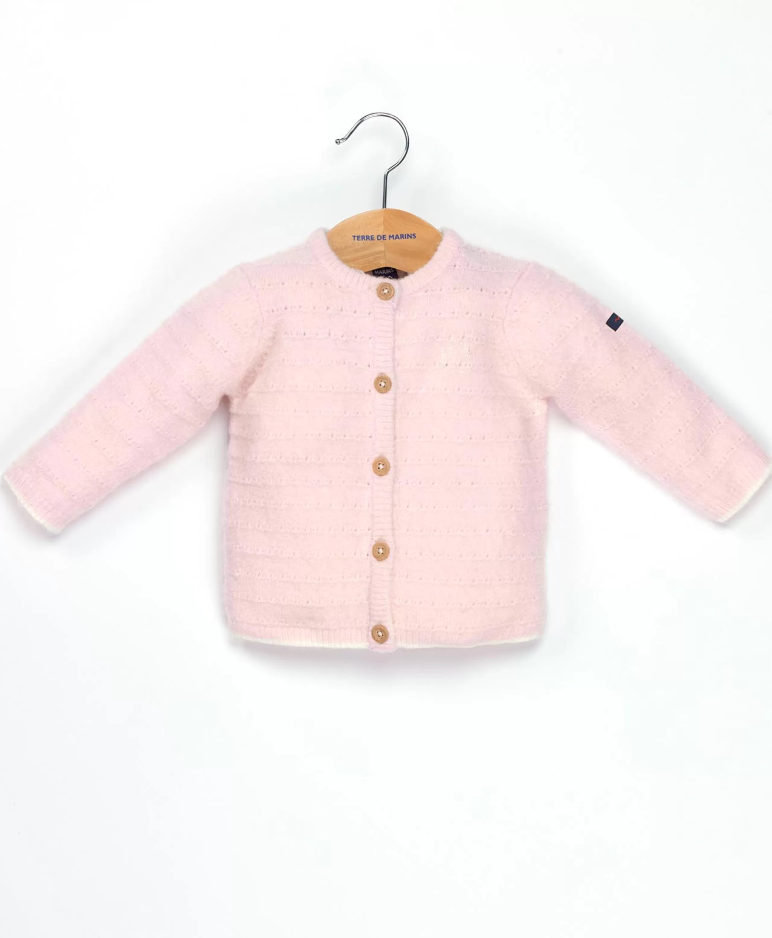 CARDIGAN TRICOT ROSE PALE CHARDI*Terre de Marins Shop