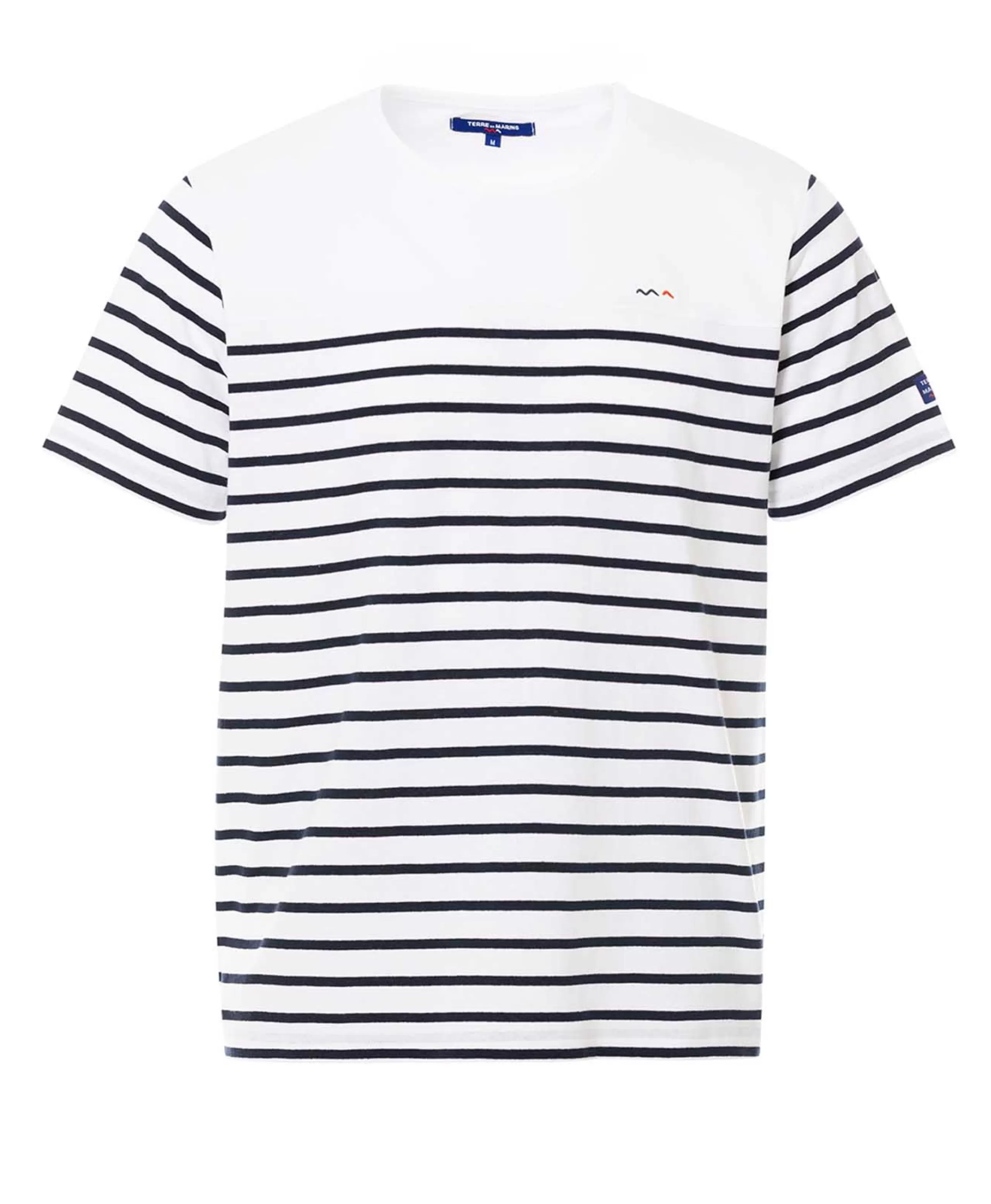 MARINIERE MC FOND BLANC RAYE INDIGO GASPAR*Terre de Marins Shop