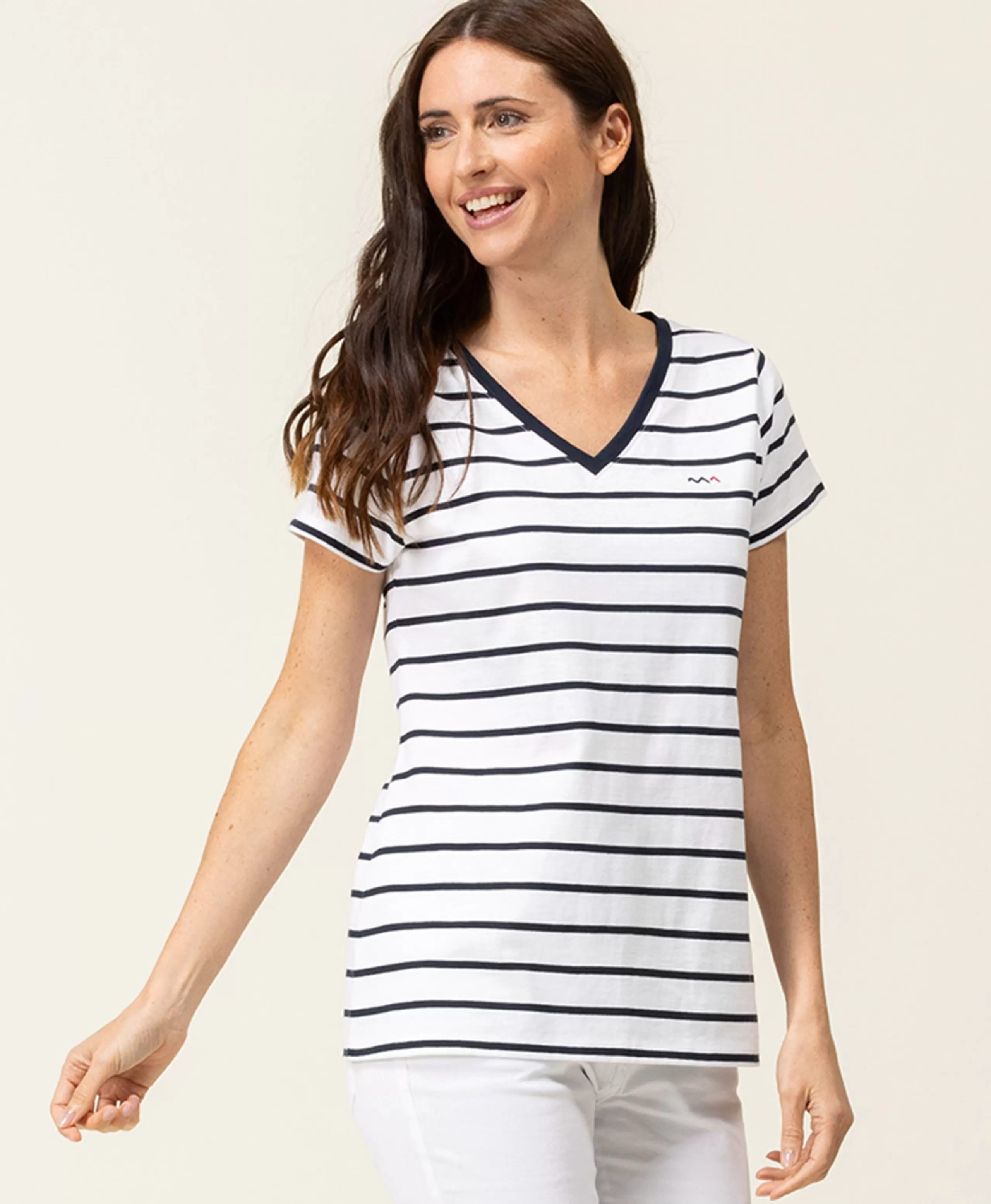 MARINIERE MC FOND BLANC RAYE INDIGO PALAVA*Terre de Marins Flash Sale