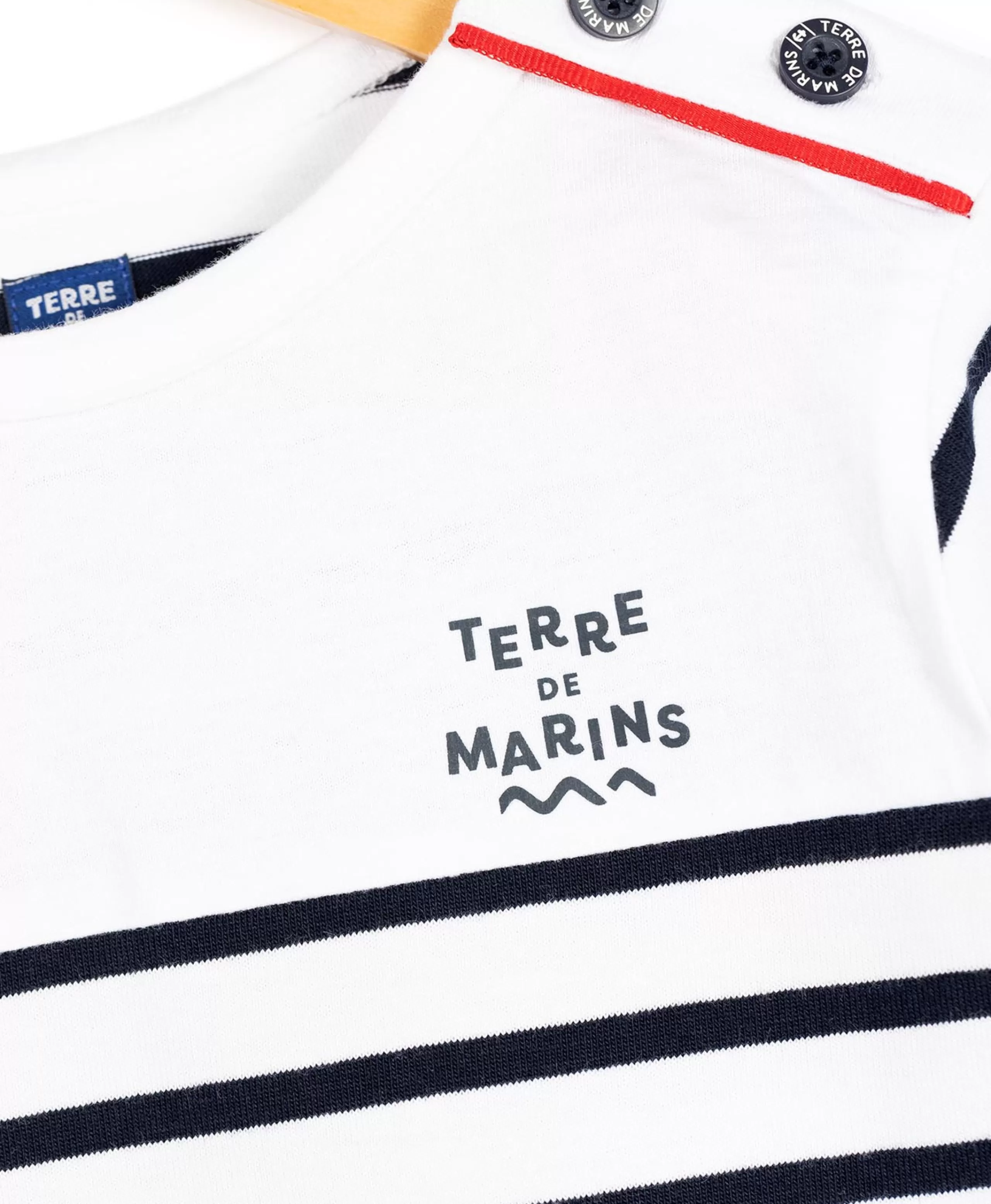 MARINIERE ML FOND BLANC OPT RAYE MARINE CABATAGE*Terre de Marins Clearance