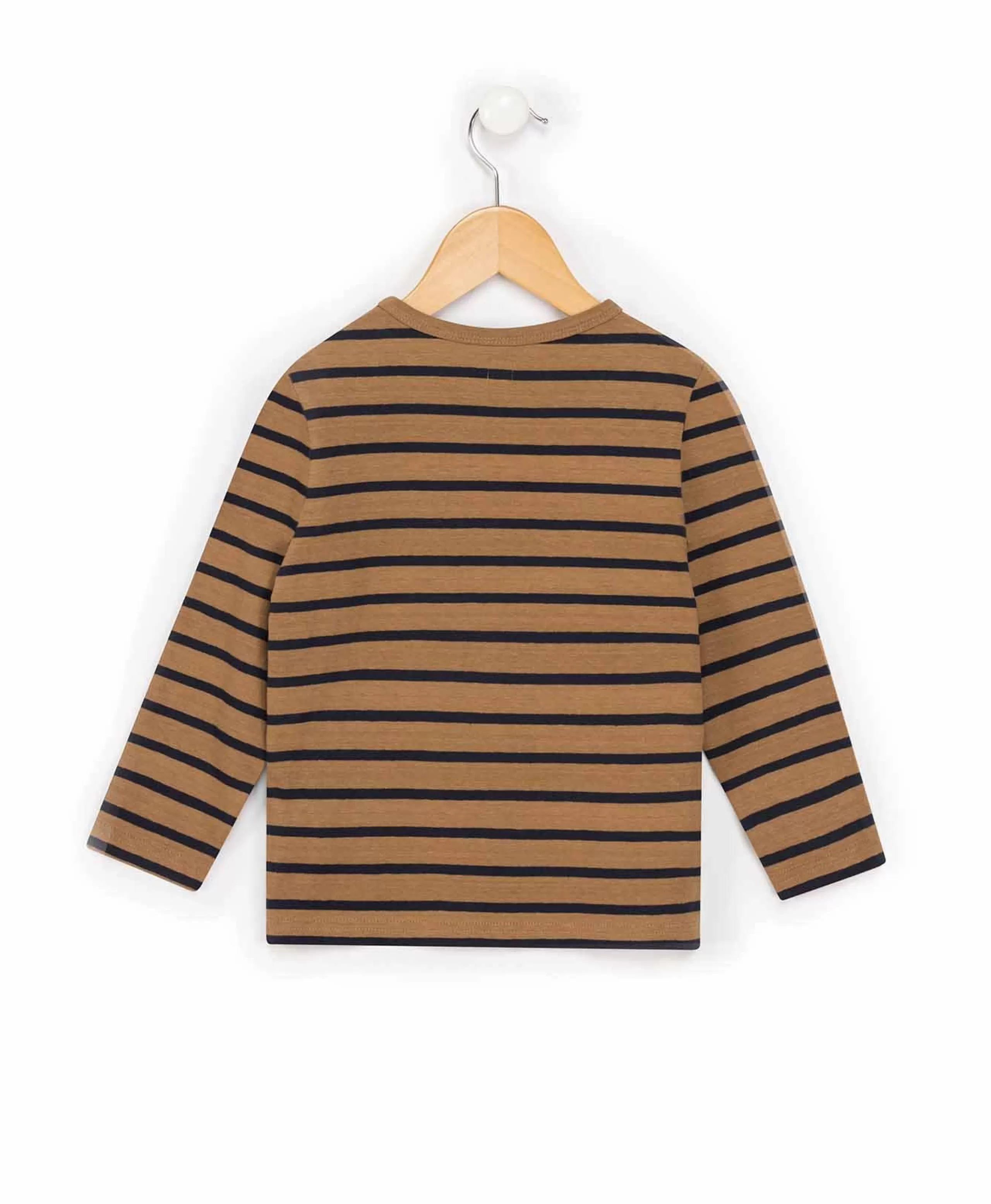 MARINIERE ML FOND CAMEL RAYE INDIGO CABATAGE*Terre de Marins Cheap