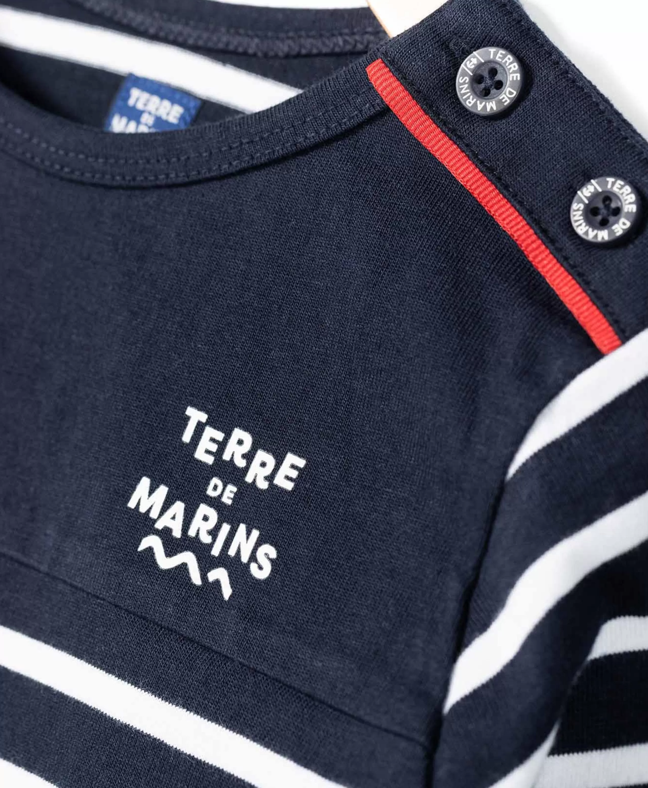 MARINIERE ML FOND MARINE RAYE BLANC OPT CABATAGE*Terre de Marins Best