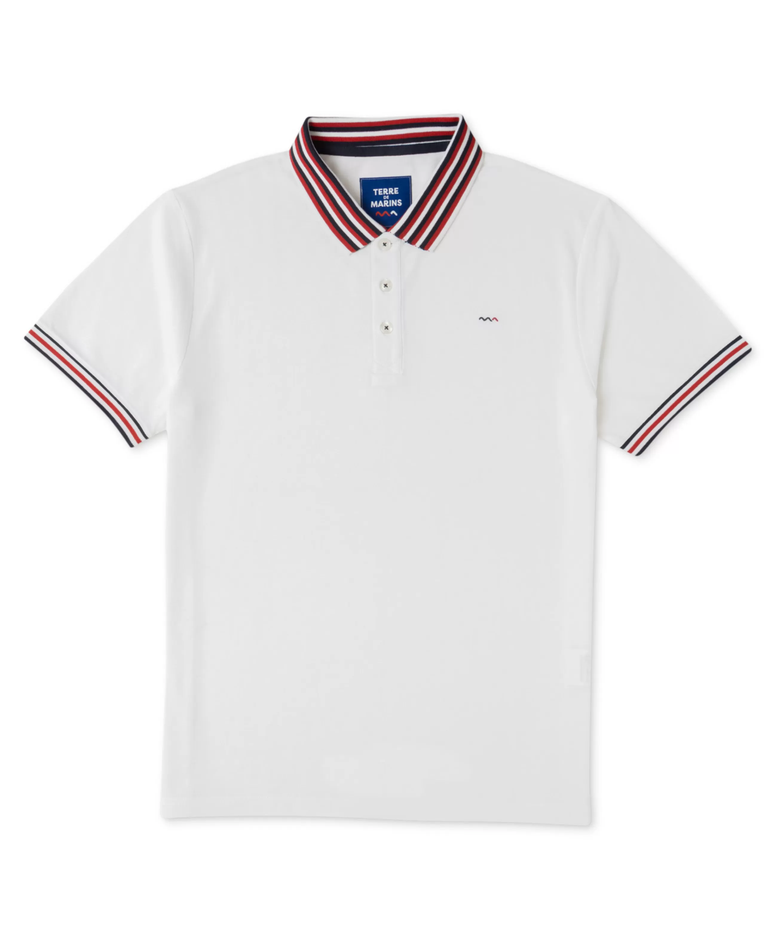 POLO MC BLANC OPTIQUE CABYST*Terre de Marins Hot