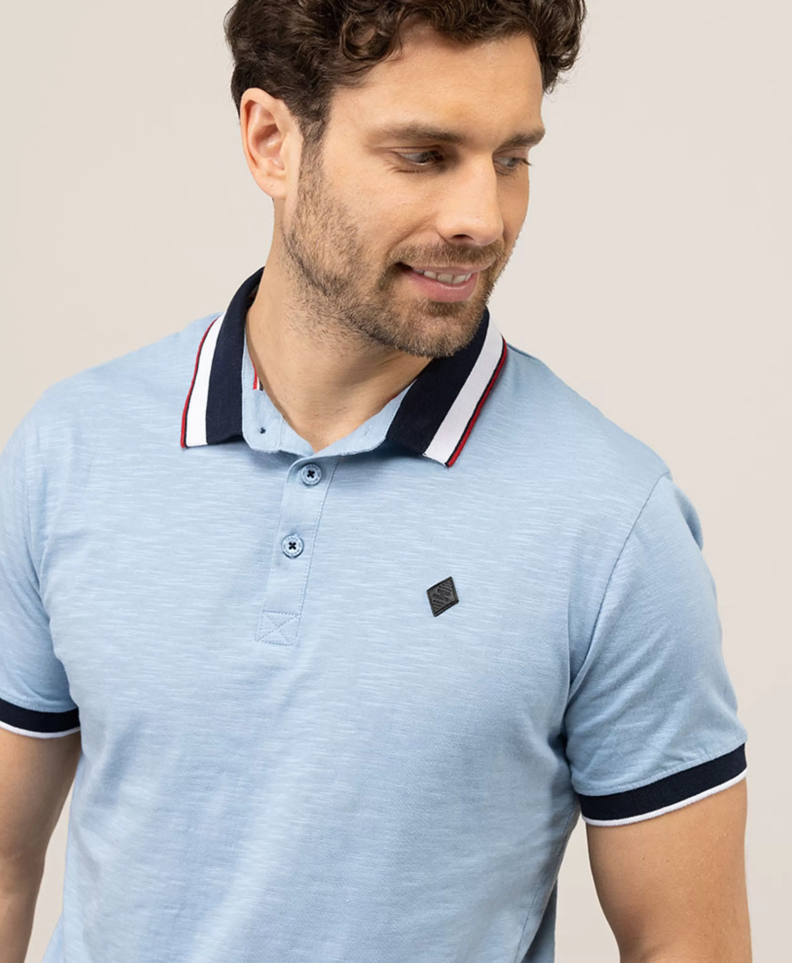 POLO MC BLEU CIEL CALALA*Terre de Marins Flash Sale