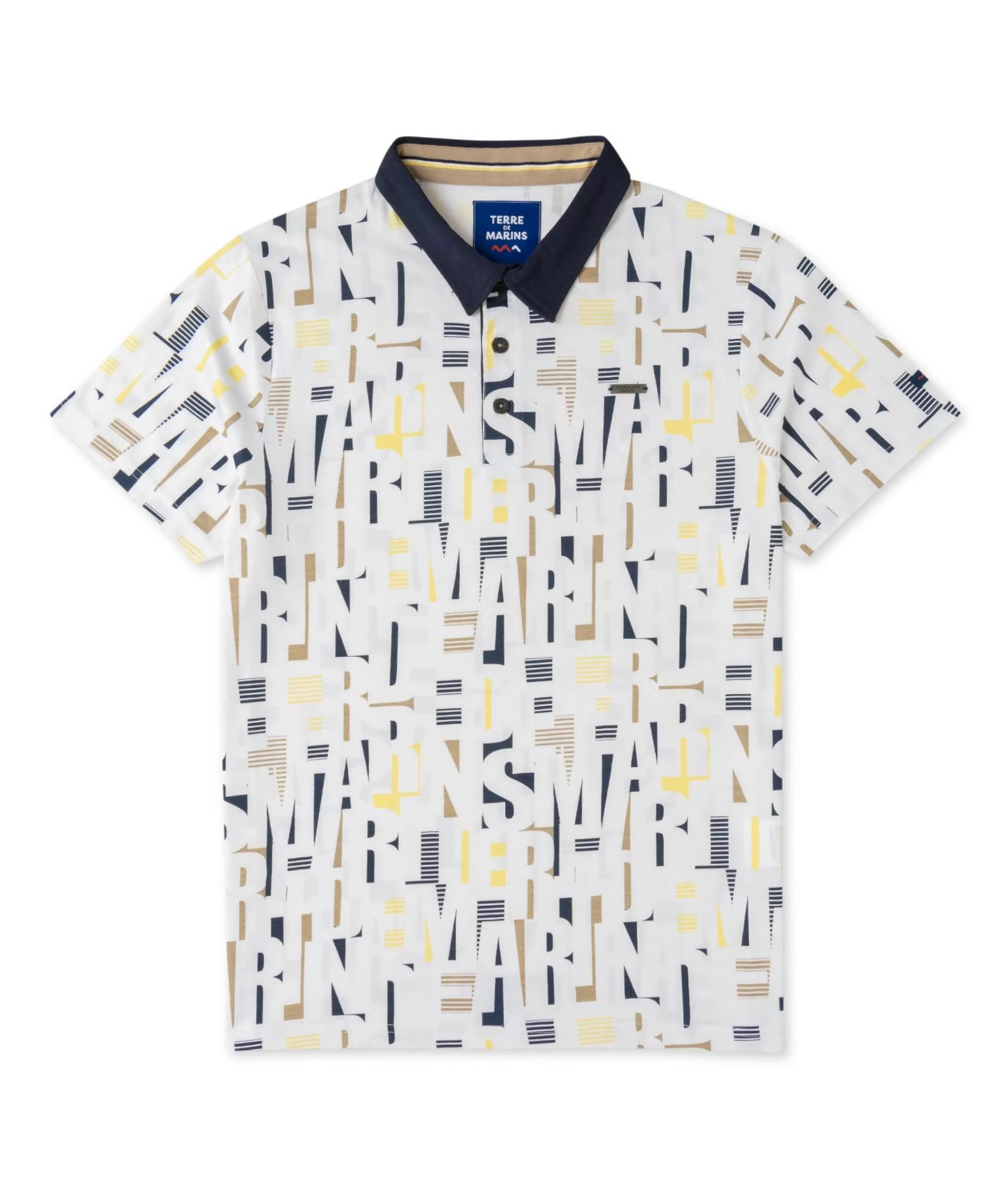 POLO MC IMPRIME FOND BLANC CEGRAF*Terre de Marins Shop