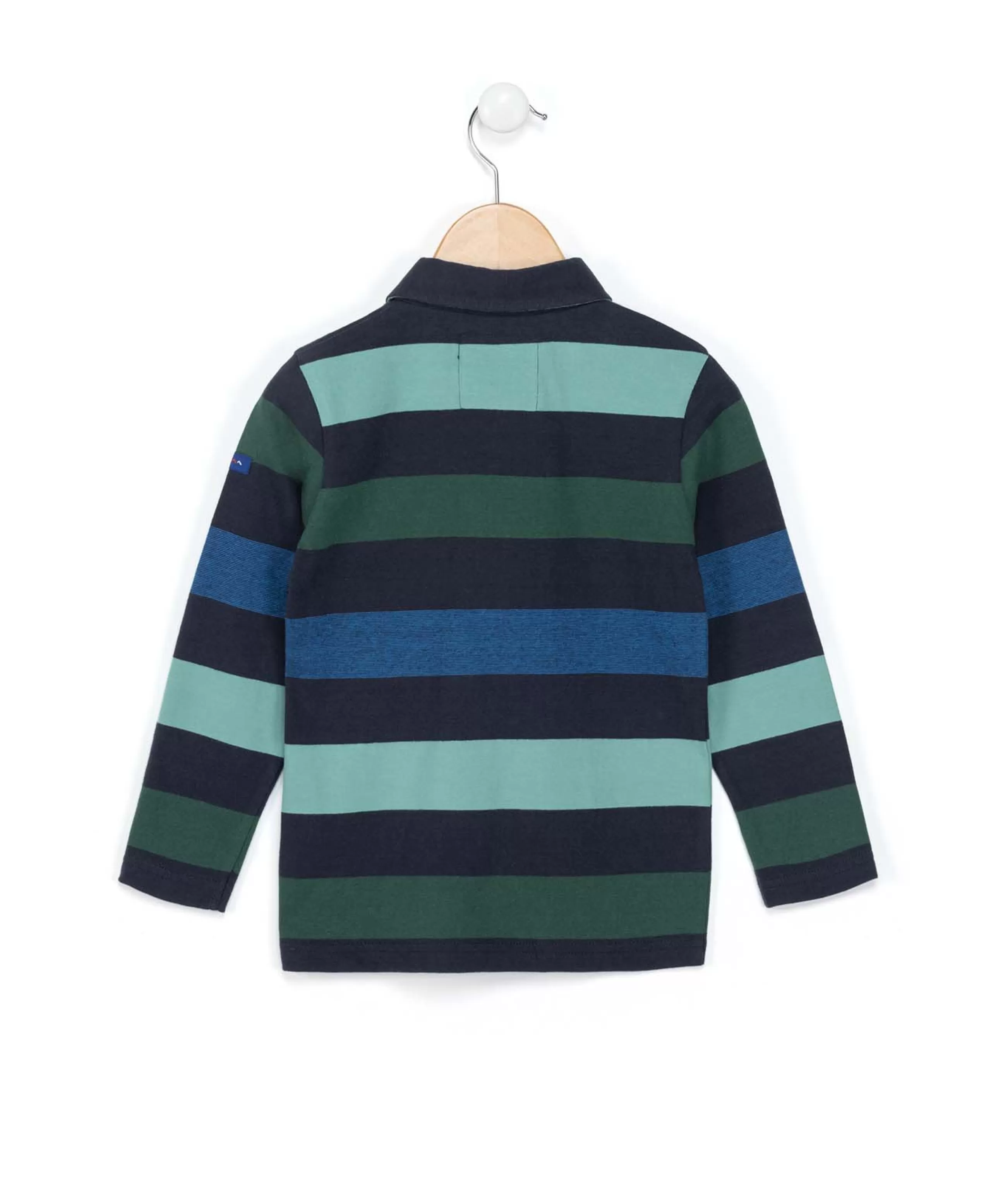POLO ML FOND BLEU RAYE MULTICOLOR BATURO*Terre de Marins Discount