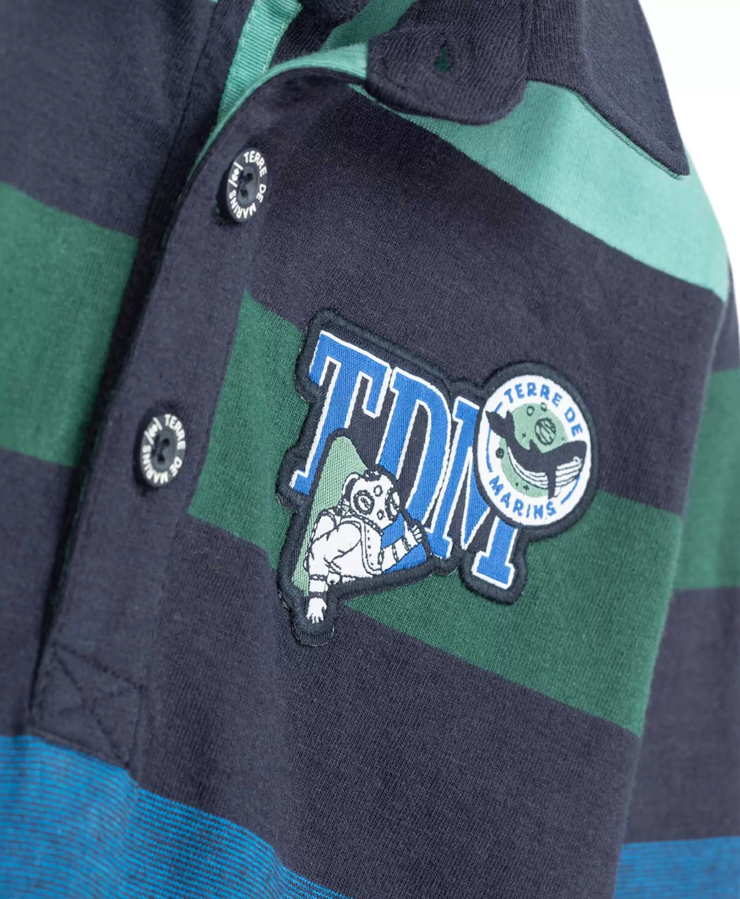 POLO ML FOND BLEU RAYE MULTICOLOR BATURO*Terre de Marins Discount