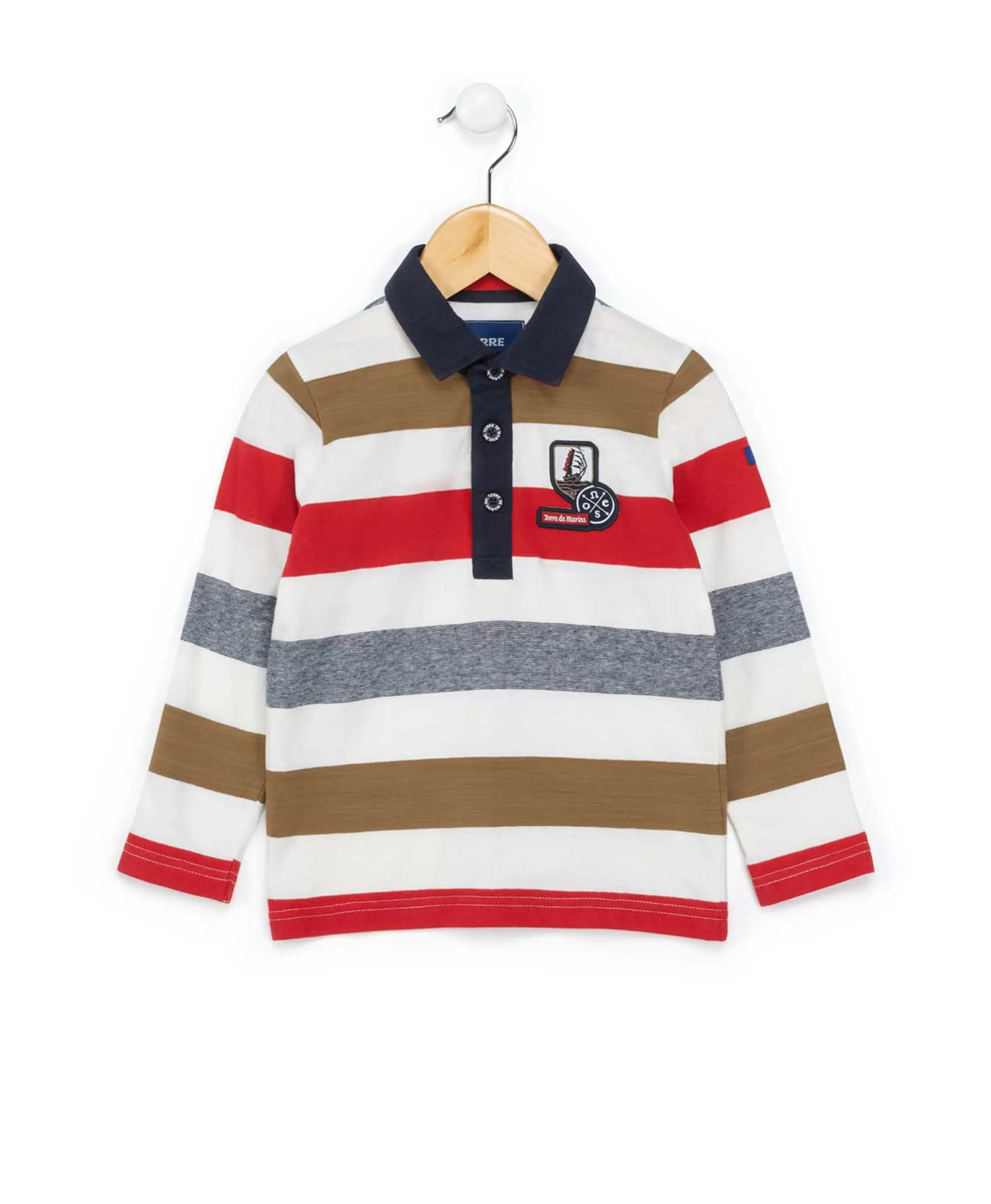 POLO ML FOND NATUREL RAYE MULTICOLORE BATURO*Terre de Marins Flash Sale