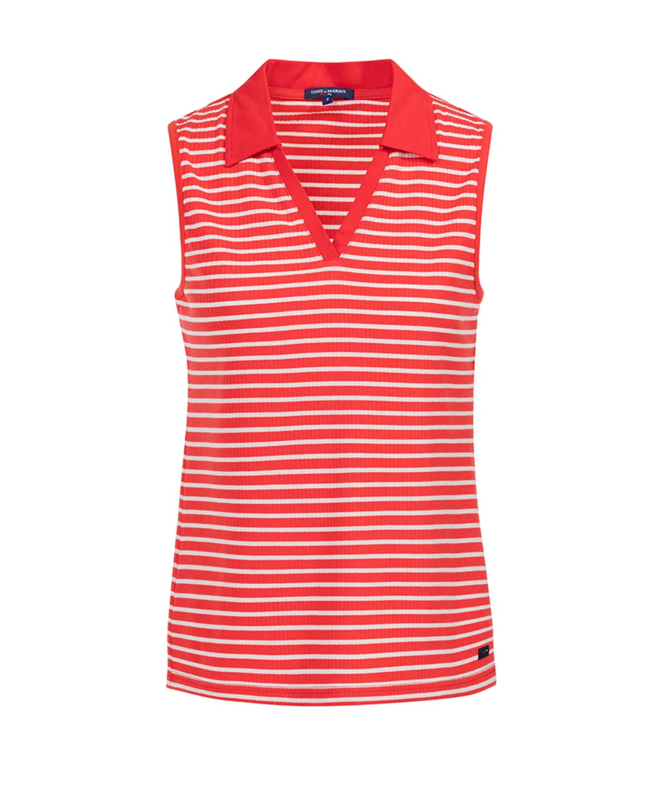 POLO SsM FOND ROUGE RAYE BLANC CADY Polo F FOND ROU*Terre de Marins Sale