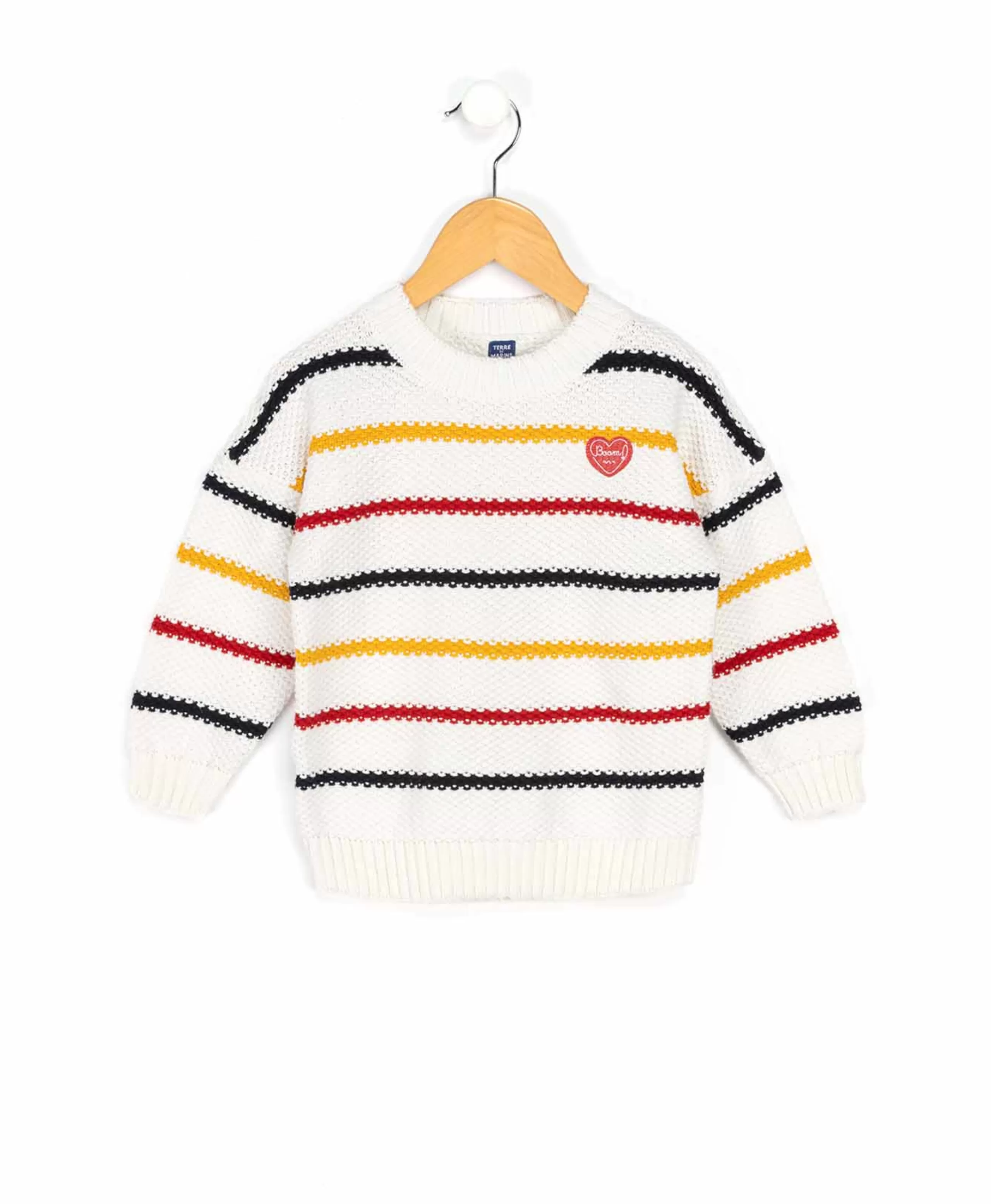 PULL FOND BLANC RAYE MULTICOLORE IXONA*Terre de Marins Best