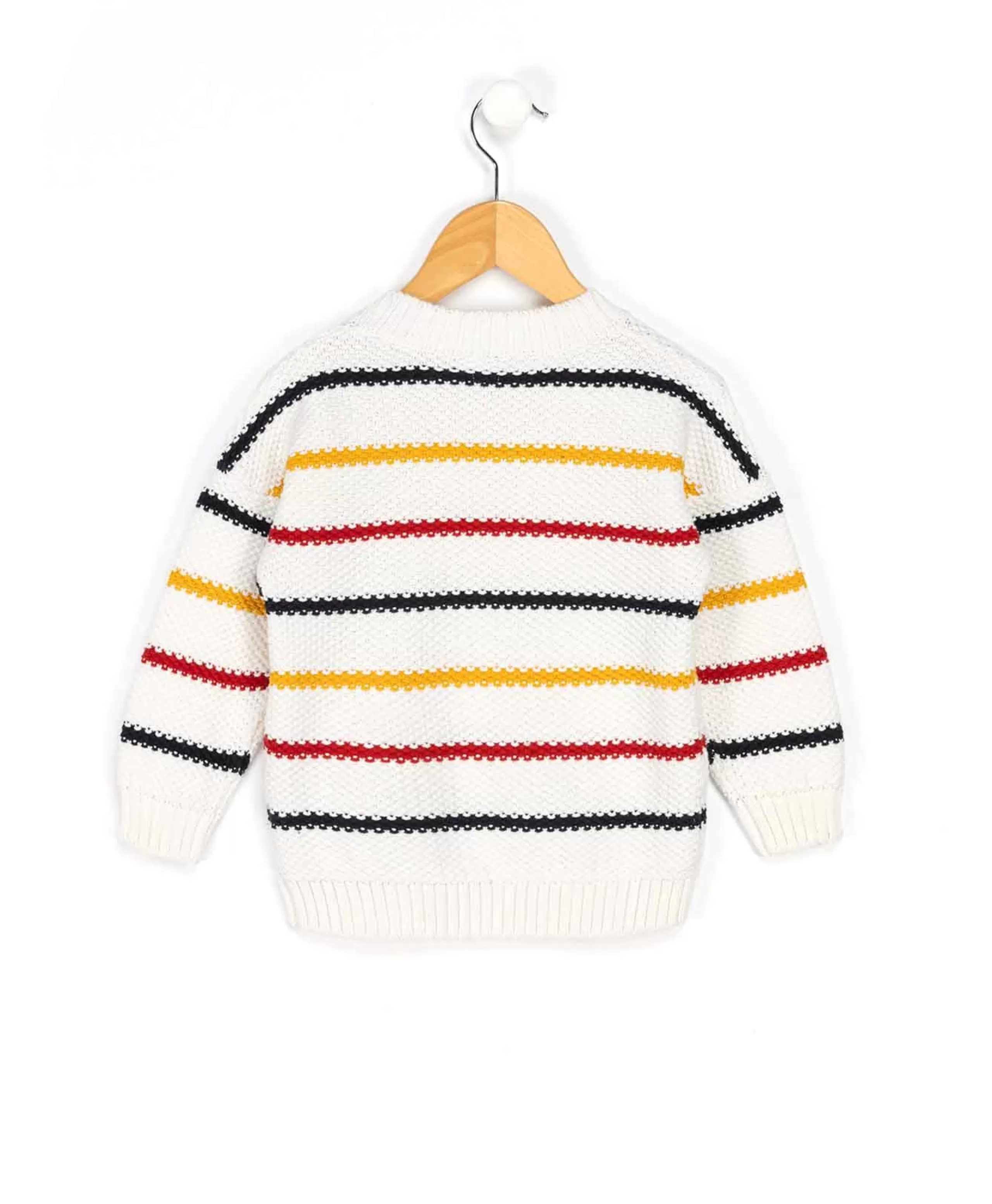 PULL FOND BLANC RAYE MULTICOLORE IXONA*Terre de Marins Best