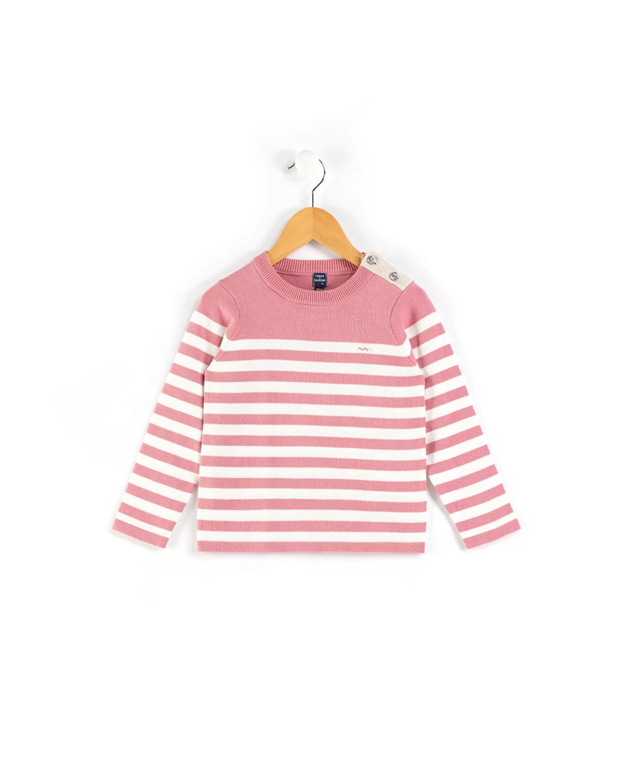 PULL FOND ROSE RAYE BLANC BOLABA*Terre de Marins Discount