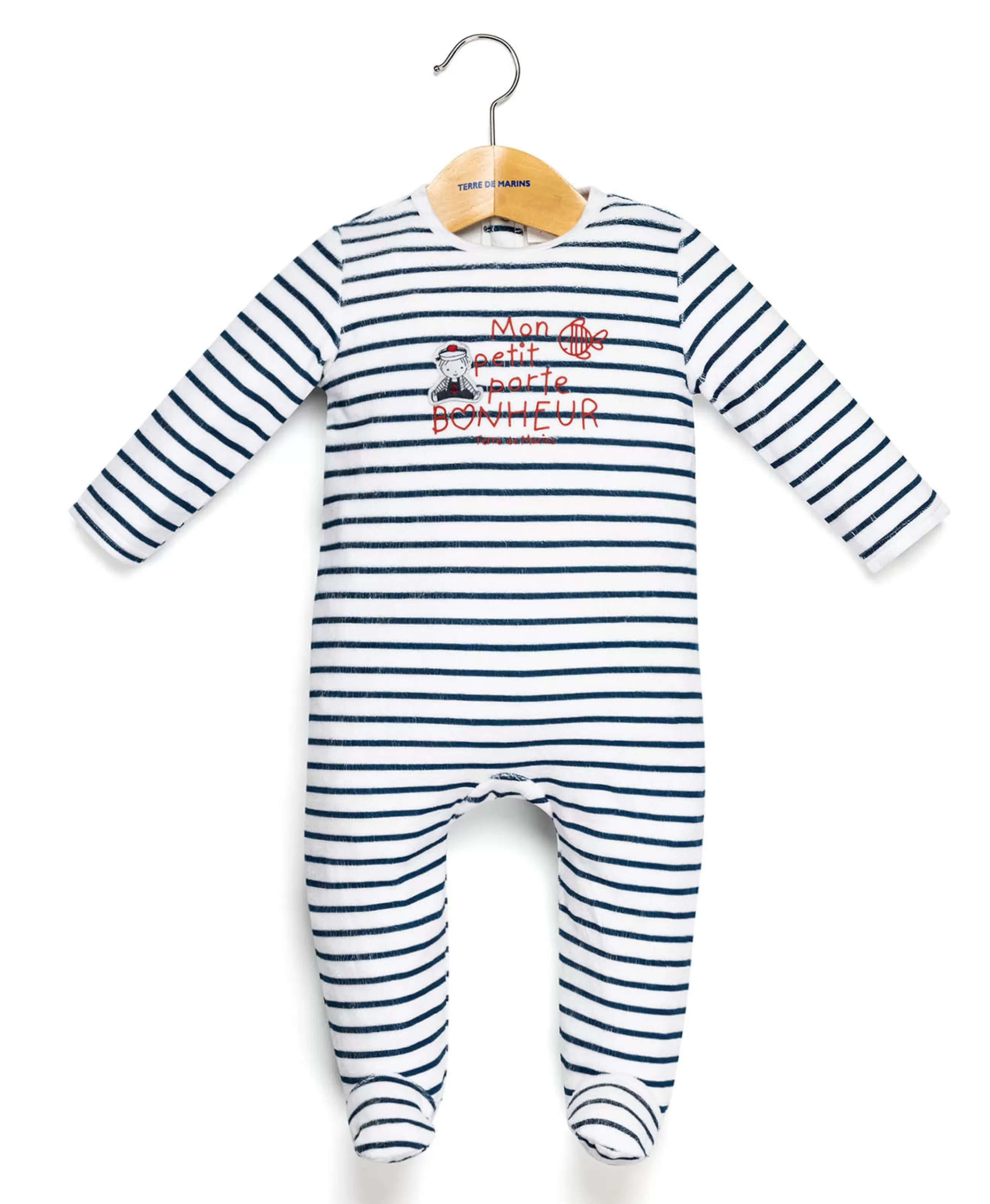 PYJAMA FOND NATUREL RAYE MARINE PANDOR*Terre de Marins Cheap