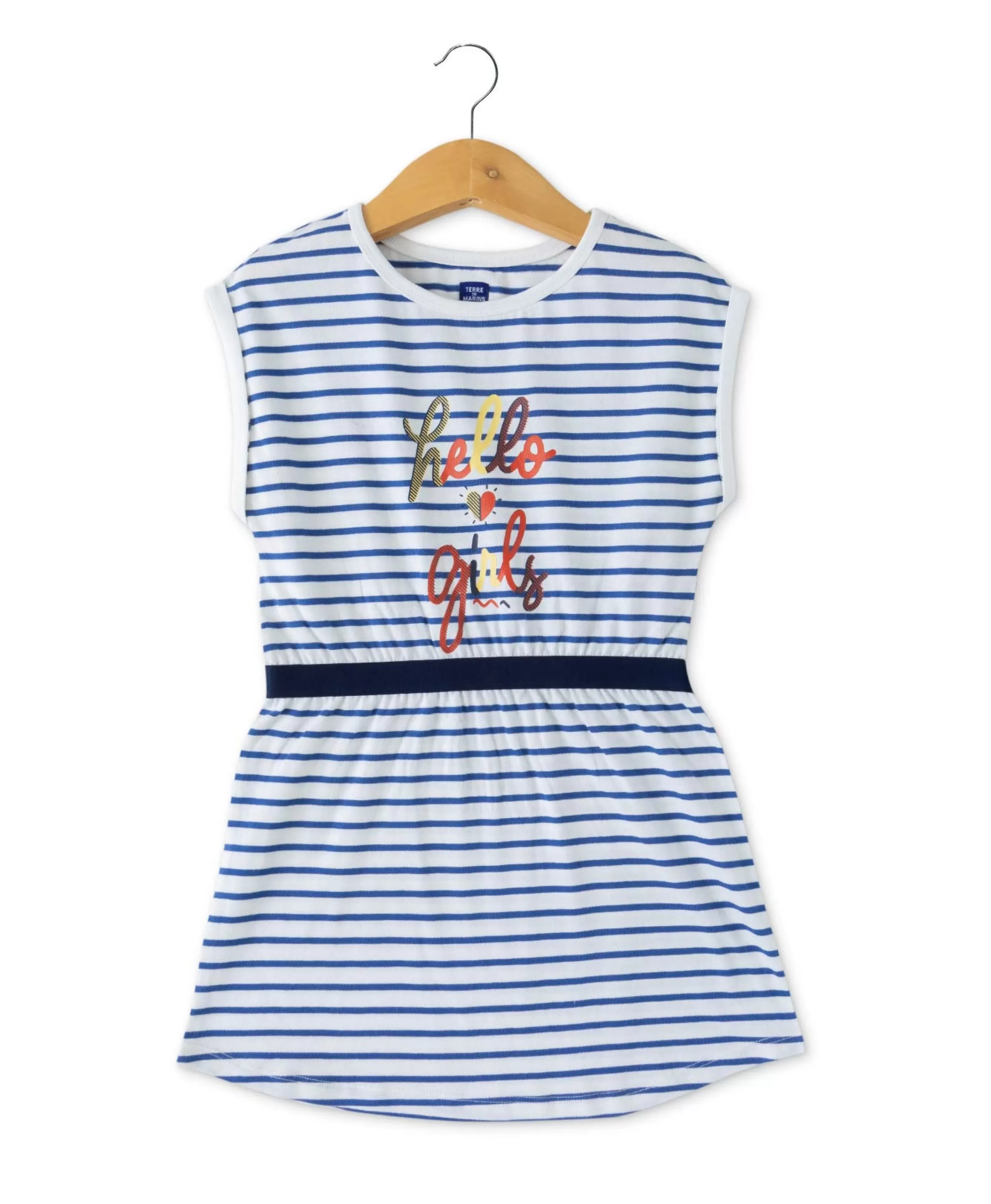 ROBE MC FOND BLANC RAYE INDIGO PASCA*Terre de Marins Shop