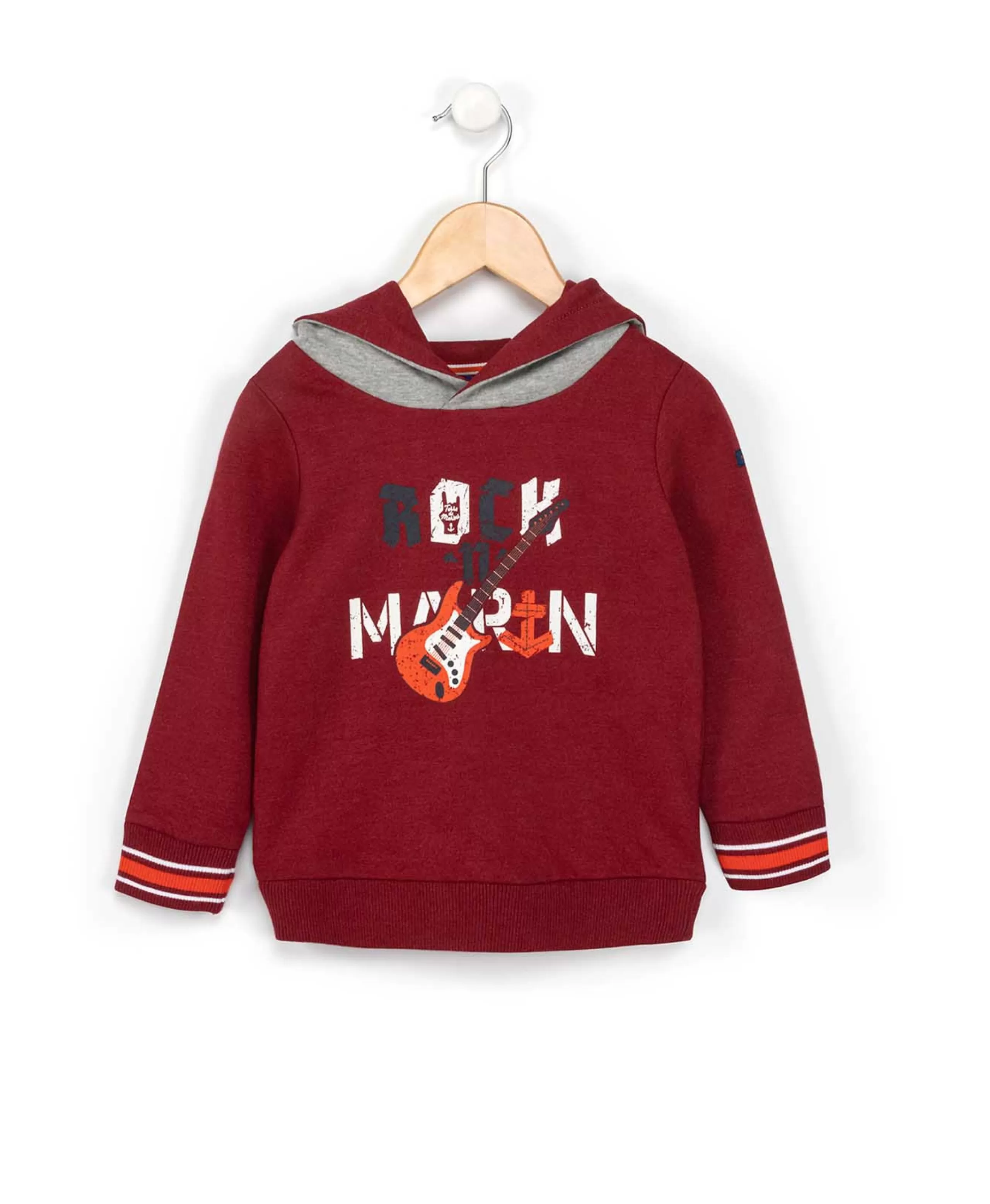 SWEAT A CAPUCHE ROUGE GRENAT BOZOU*Terre de Marins Shop