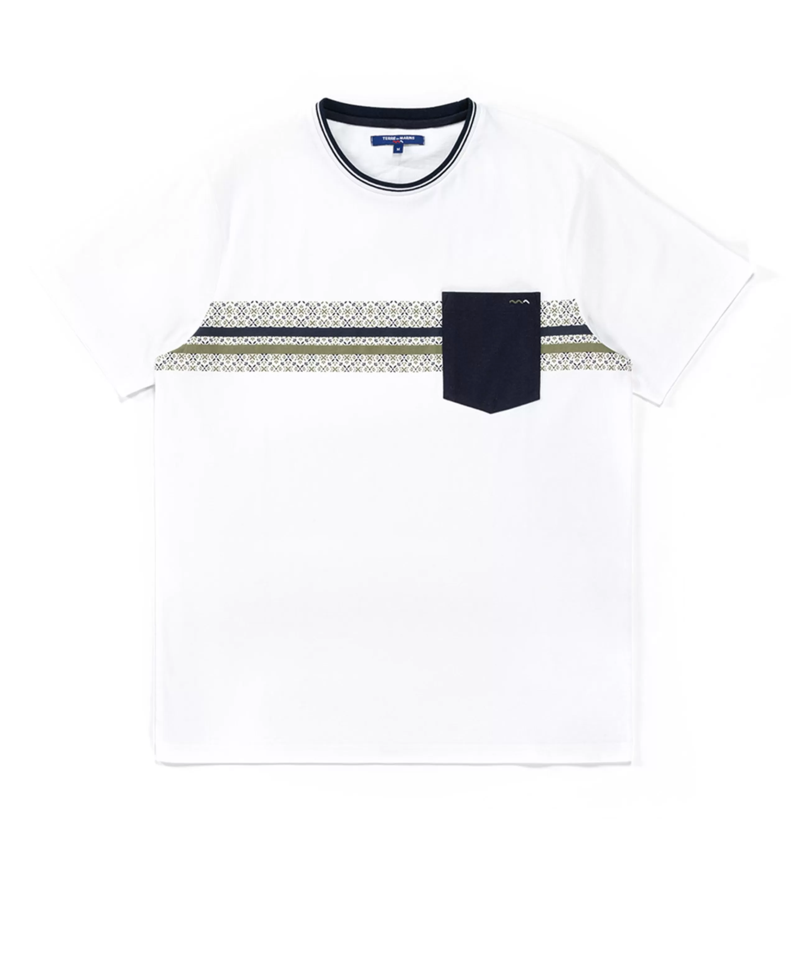 TEE SHIRT MC BLANC / KAKI TASORI*Terre de Marins Flash Sale