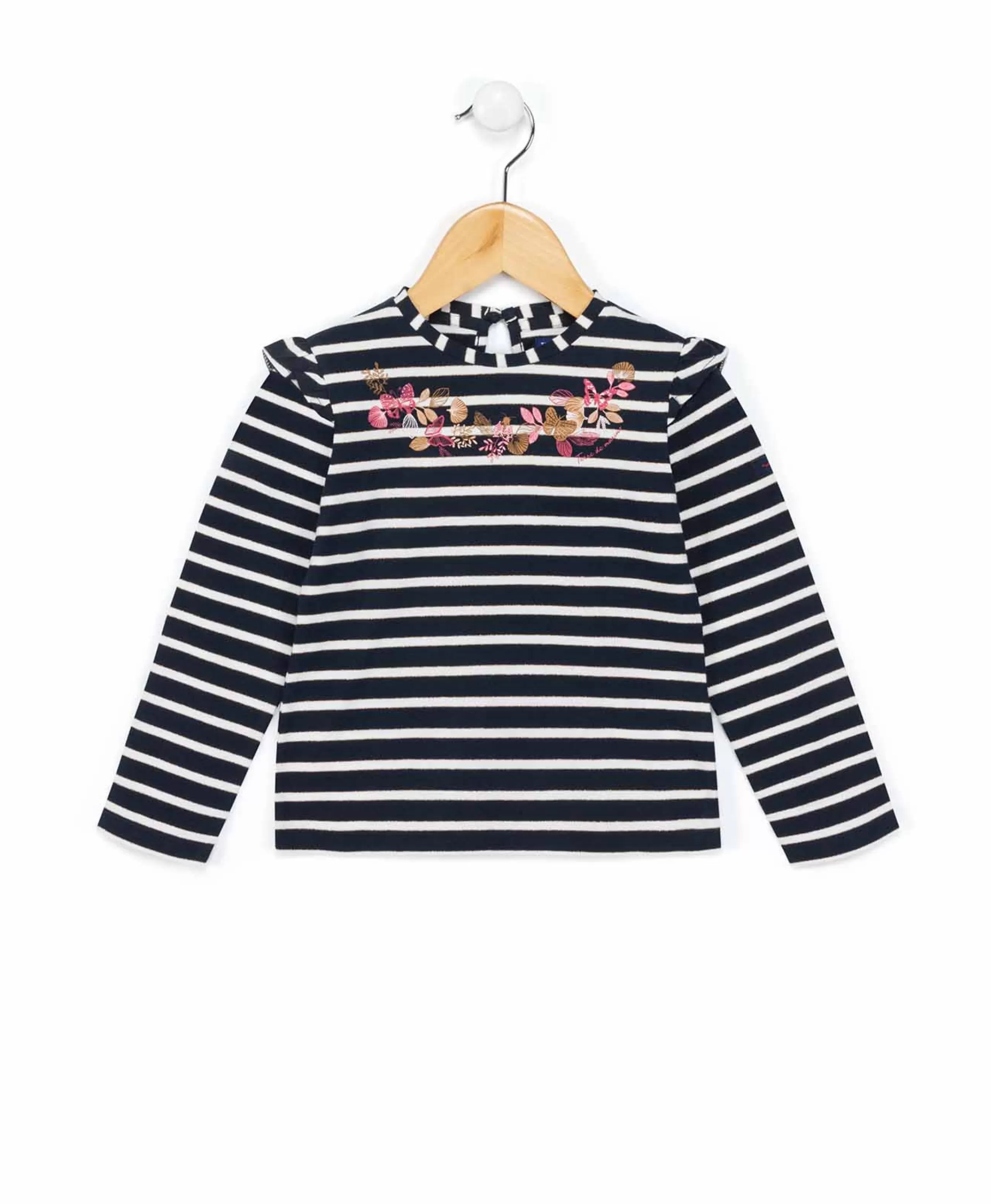 TEE SHIRT ML FOND INDIGO RAYE ROSE BIANI T*Terre de Marins New